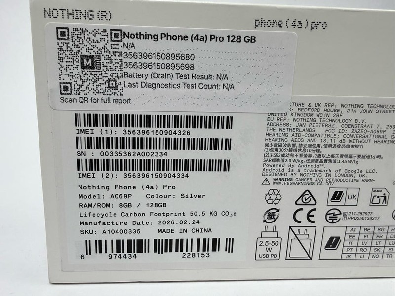 Nothing Phone 4a Pro 128GB Unlocked Smartphone Silver Dual SIM Open Box gallery