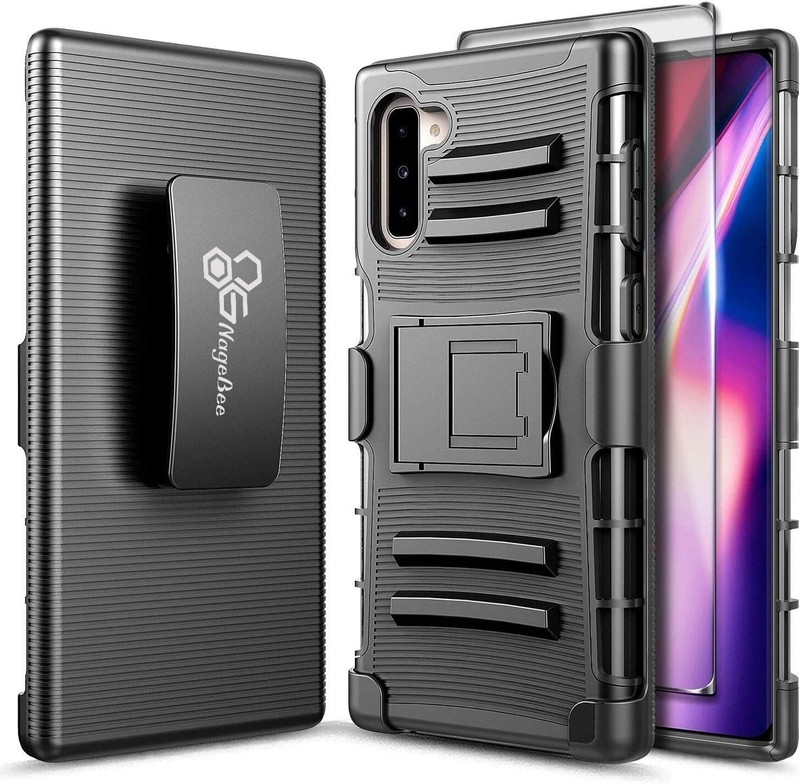 Samsung Galaxy Note 10 Shockproof,Kickstand Belt Clip Holster Cover Case (Black)