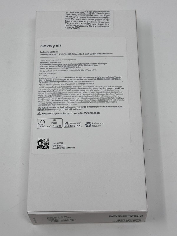 NEW IN BOX SEALED Samsung Galaxy A13 SM-A135U 32GB Black T-MOBILE gallery