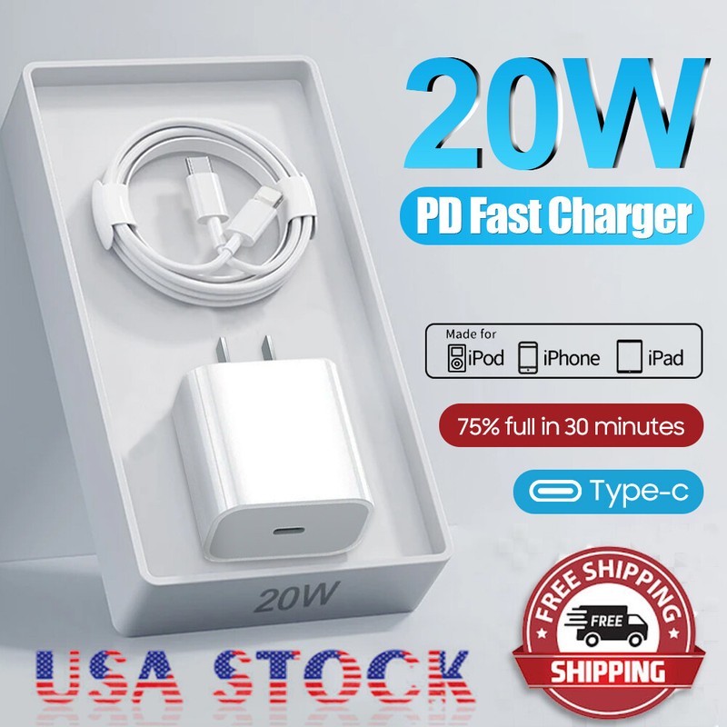 ⚡20W USB-C Fast Charger PD Adapter& Cable For iPhone 5-14/ SEfor iPad/ iPOD