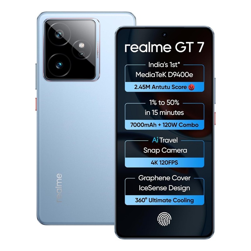realme GT 7 (IceSense Blue,12GB+512GB) MediaTek Dimensity 9400e Chipset 7000mAh