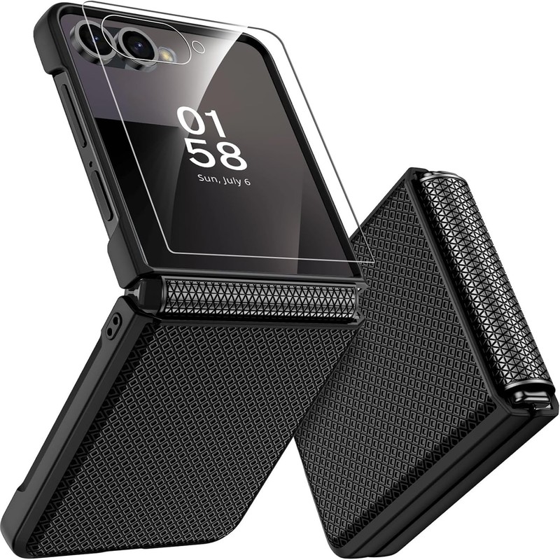 Samsung Z Flip 7 Case with Hinge Protection, Wireless Charging & Screen Protecto