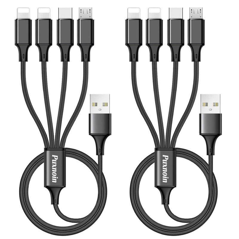 Multi Charging Cable, 2Pack 4FT 4 in 1 Charging Cable for iPhone16/15/14/Android