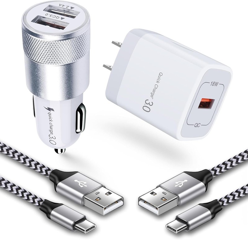 Fast Charger Wall Adapter for Samsung Galaxy A Series & iPhone 15, 3FT Cable