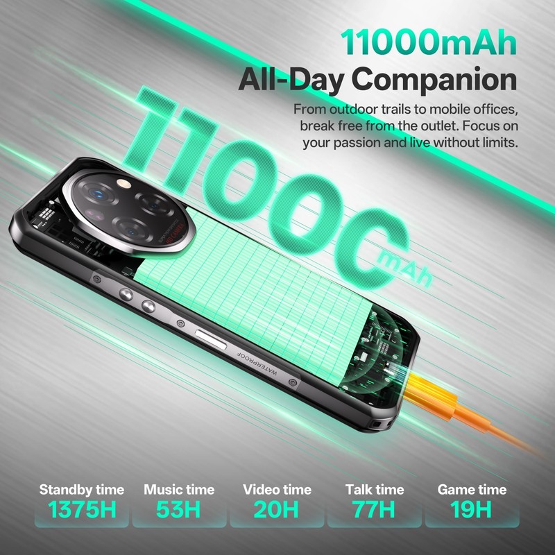 OUKITEL WP62 Rugged Smartphone 5G 36(12+24)GB+512GB/2TB 108MP 11000mAh Silver gallery