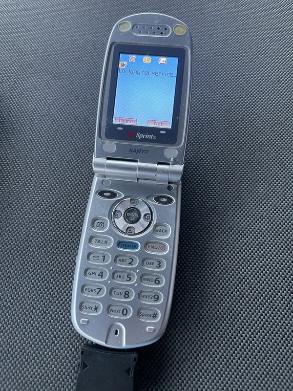 Silver Sanyo PM-8200 Flip Phone Branded for Sprint Works Perfectly
