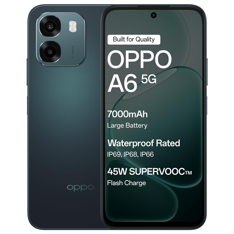Oppo A6 5G (Sapphire Blue, 4GB RAM, 128GB Storage) Mediatek Dimensity 6300