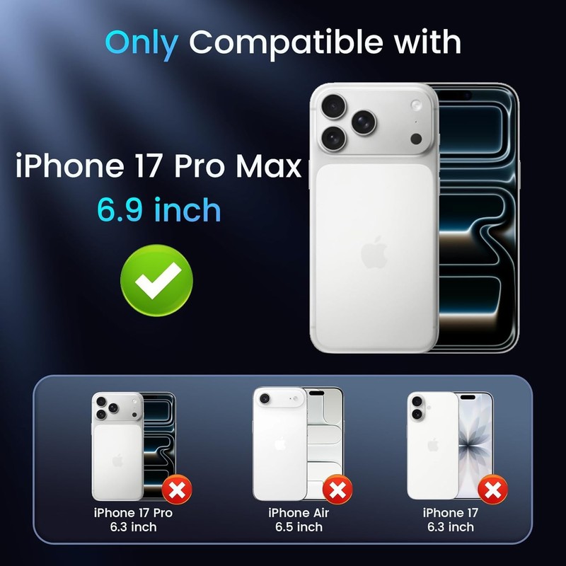 3 in 1 for iPhone 17 Pro Max Case, Invisible Kickstand, HD Screen Protector, Blu gallery