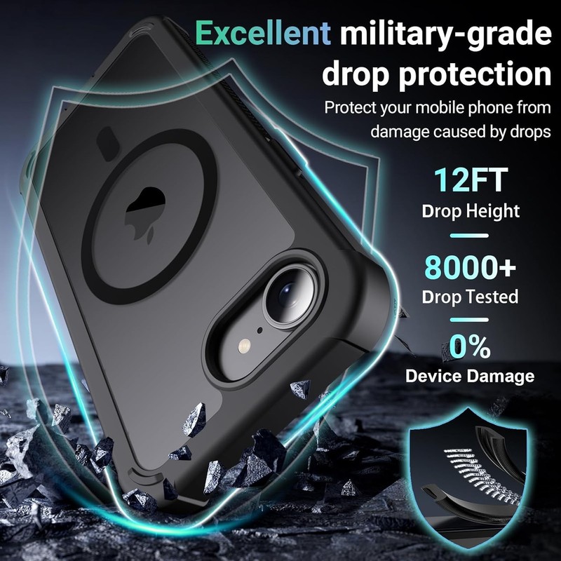 Magnetic for iPhone 17e Case & iPhone 16e Case, Heavy Duty Protection 6.1''-Blac gallery