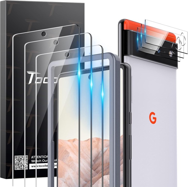 6 in 1 for Google Pixel 6 5G Tempered Glass 3 Pack Screen Protector+Camera Lens