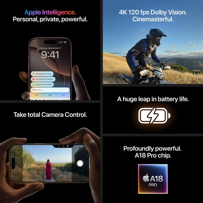 Apple iPhone 16 Pro Max 256GB GSM / CDMA Unlocked Phone - Black Titanium - Used gallery