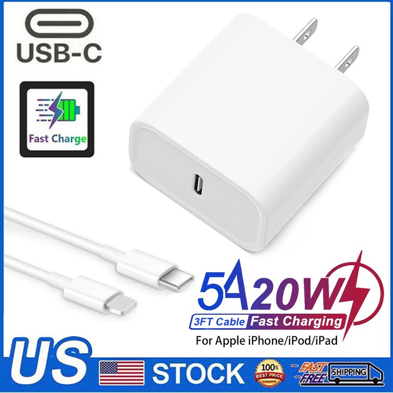 New 20W PD Super Fast Charger 3FT USB-C Cable For iphone 14 13 12 11 Pro Max XS