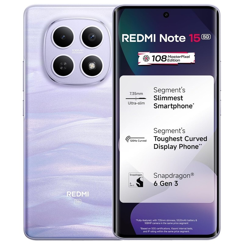 REDMI Note 15 5G (Mist Purple, 256GB) (8 GB RAM) Qualcomm Snapdragon 6 Gen 3