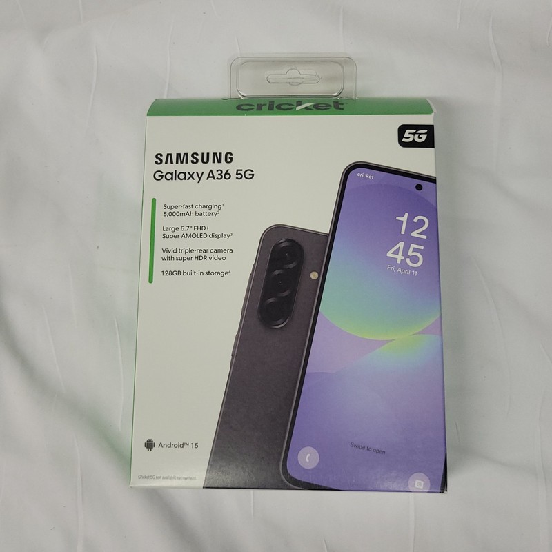 NEW! Samsung Galaxy A36 5G 128GB Super AMOLED Cricket Wireless Prepaid Phone WoW