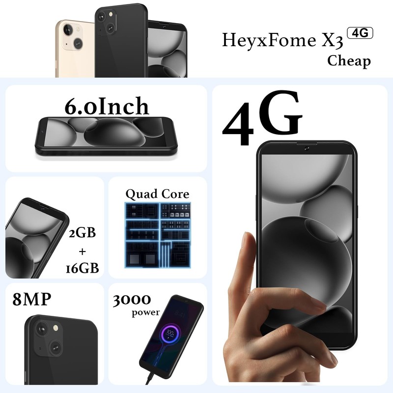 X3a 2025 New 4G GSM Unlocked Phones, 6.0” Cell , 2GB RAM Android , 16GB Smart... gallery