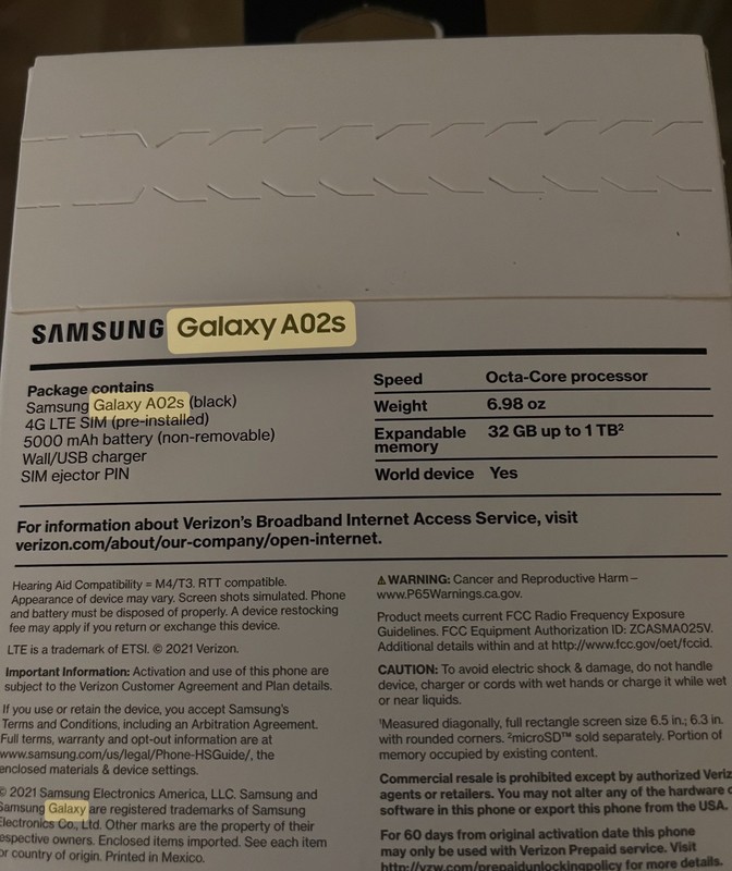 Samsung Galaxy A03s 32GB Black Verizon Locked SM-A037U Smartphone PREPAID