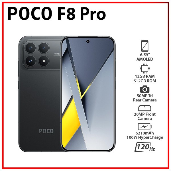 Xiaomi POCO F8 Pro 5G BLACK 12GB+512GB Dual SIM Unlocked Android Cell Phone