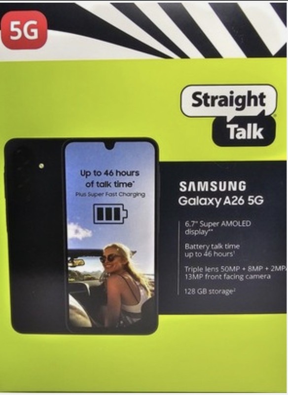 BRAND NEW SAMSUNG A26 5G 128GB BLACK STRAIGHT TALK