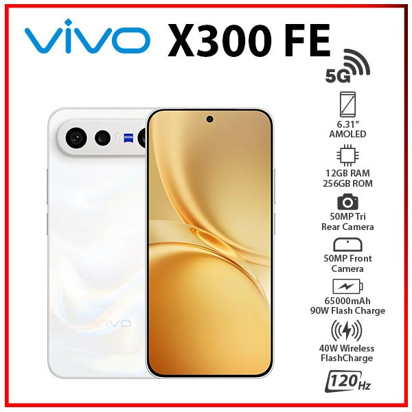 (New) VIVO X300 FE 5G 12GB+256GB WHITE Dual SIM Unlocked Android Cell Phone
