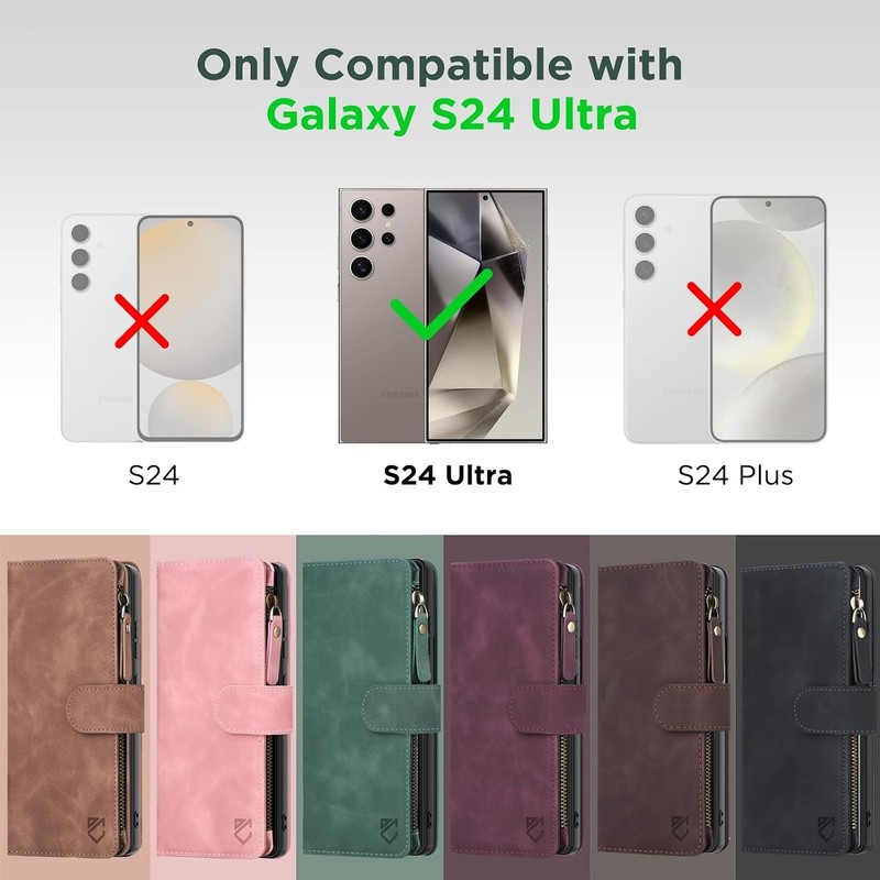 Samsung Galaxy S24 Ultra Wallet Case with RFID Blocking Card Slots - Green gallery
