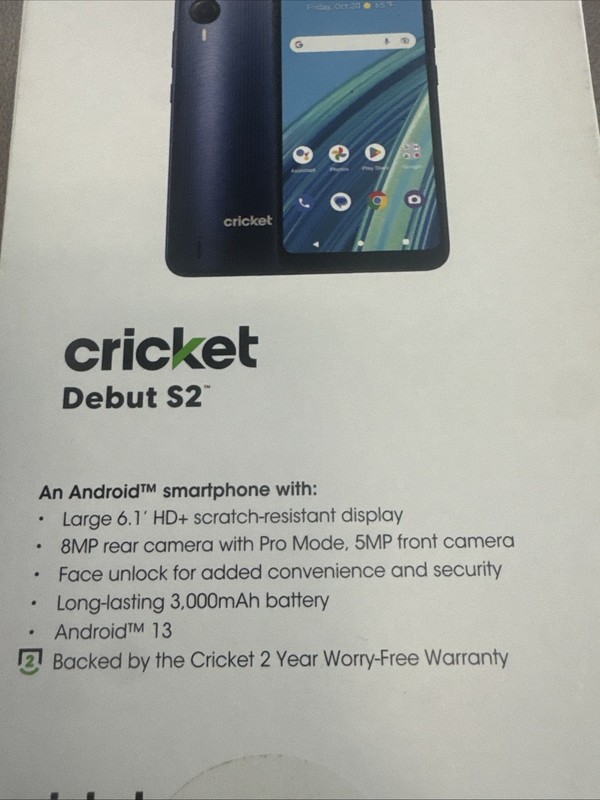 Cricket Debut S2 (cricket Wireless Network Locked) U380AC 8/10 6.1” 8MP And13