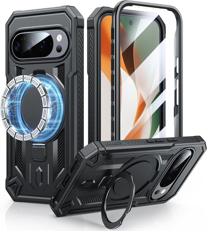 Rugged Cover for Google Pixel 10 Pro XL with Magnetic Kickstand Ring Holder 5G