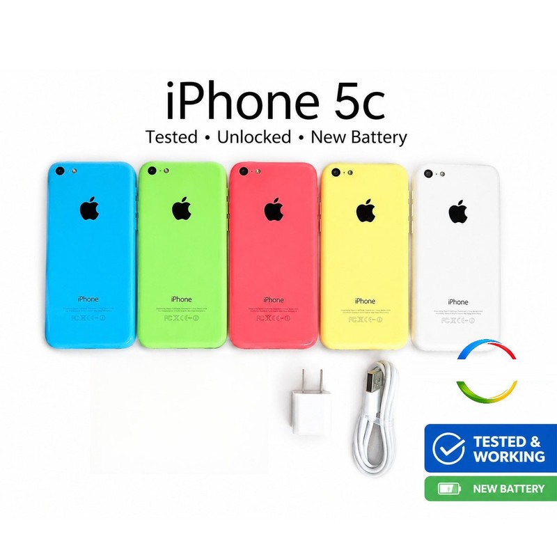 Apple iPhone 5c – ALL COLORS Unlocked – 8GB 16GB 32GB NEW BATTERY