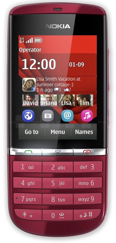 Nokia Asha 300 Unlocked 5MP Tocuh & Type 3G Hebrew English Arabic Russian Red