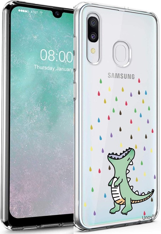 Galaxy A20 A30 Case Clear with Design Soft TPU Shock Absorption Slim Embossed Pa