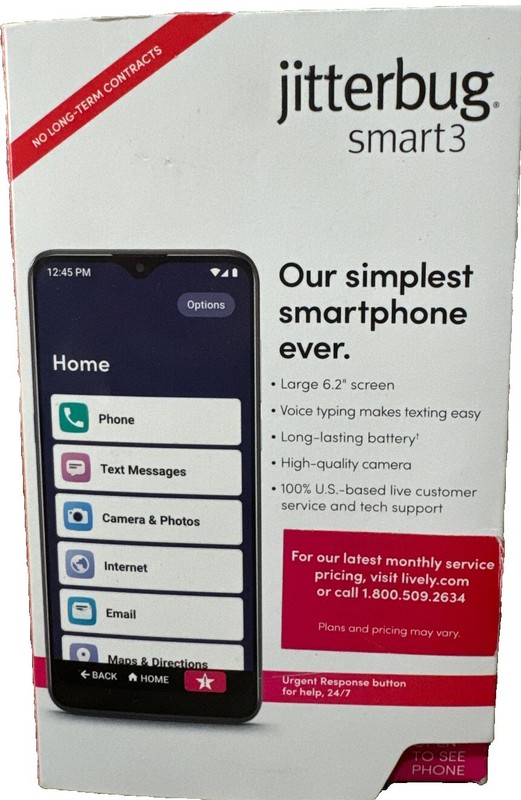 Jitterbug Smart3 – 32 GB – Black (Lively) (Single SIM), No Long term Contract