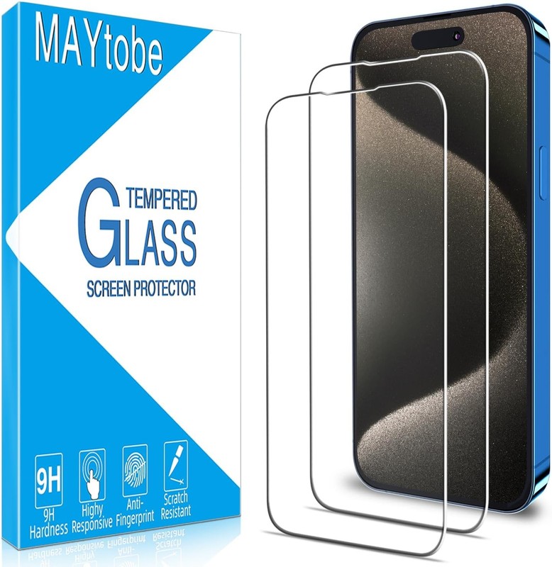 2PCS Screen Protector for iPhone 15 Pro Max 6.7 Inch Tempered Glass Case Friendl