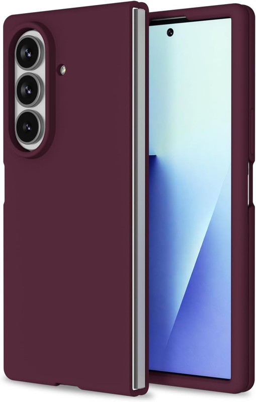 Minimalist Burgundy Silicone Phone Case for Samsung Galaxy Z Fold 7, Ultra Thin