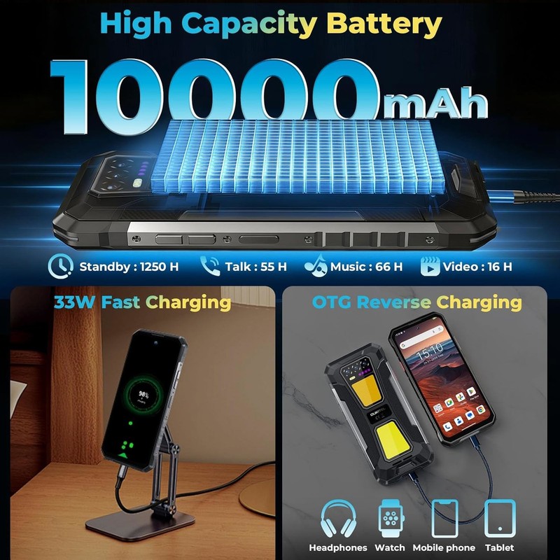 OUKITEL WP58 Pro Rugged Phone 5G 10000mAh Battery Android 15 IP68 6.7" 120Hz NFC gallery