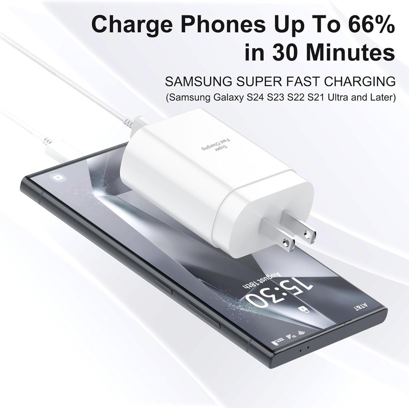 2-Pack 25W USB-C Fast Charger Adapter for Samsung Galaxy S26/S25 gallery