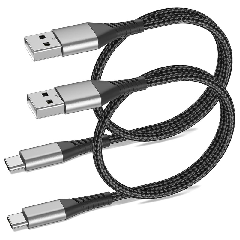 USB A to USB C Cable 2ft, 2 Pack Braided USB Type C Fast Charging Cord for Car