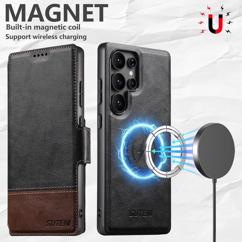 Samsung Galaxy S23 Ultra Leather Wallet Case Detachable Cover with Card Slots Bl gallery