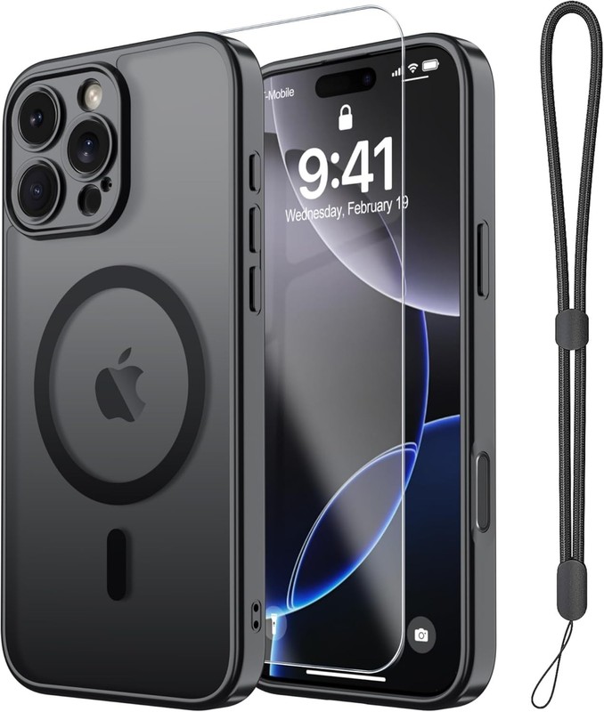 Magnetic for iPhone 16e/17e Case with Screen Protector, Wrist Strap, Deep Blue