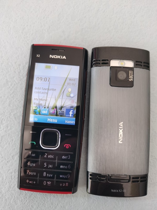 Nokia X2-00 Cell Phone Black Red (Unlocked) Classic Button Mobile Phone