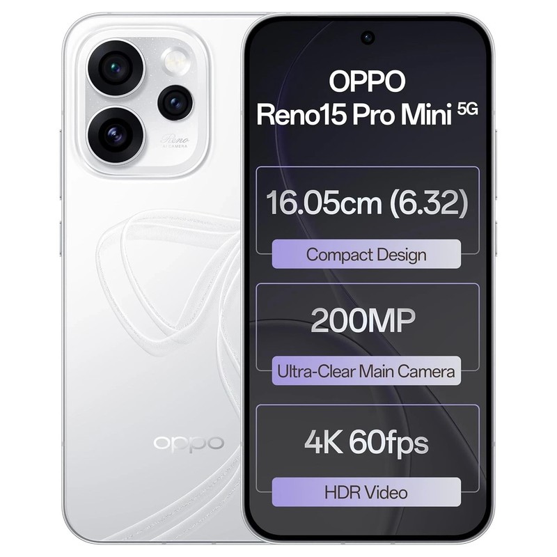 Oppo Reno15 Pro mini 5G ( White,12GB RAM, 256GB) Dimensity 8450 Global Version.