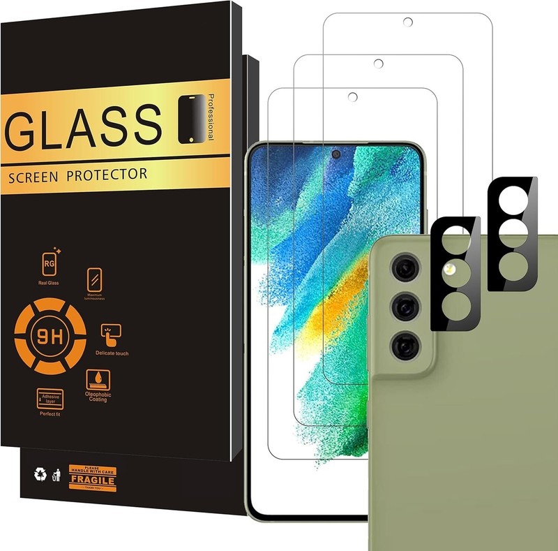 Samsung Galaxy S21 FE 5G Tempered Glass 9H for Camera Lens and Screen 3+2 Pack
