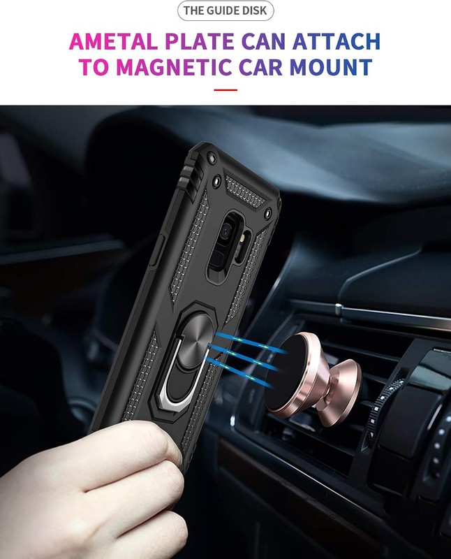 Shockproof Cover Case for Samsung Galaxy S9, Black, with HD Screen Protectors & gallery