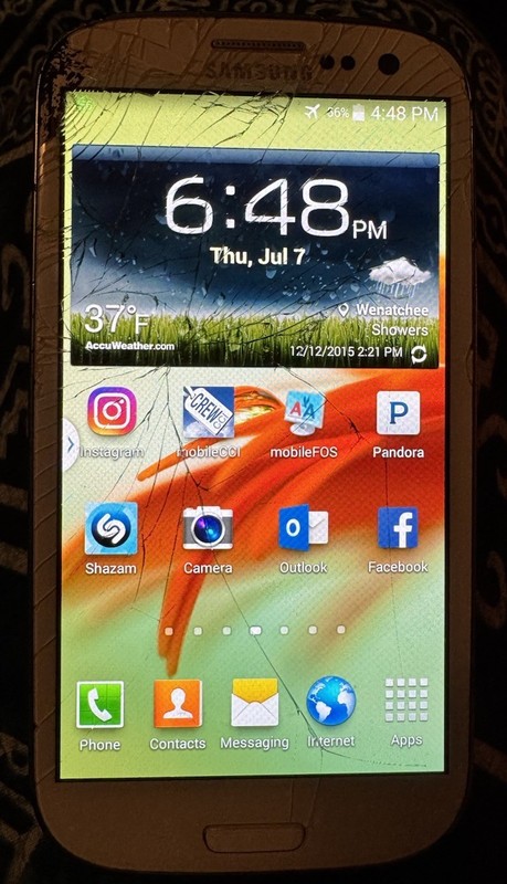 Samsung Galaxy S3 SGH-I747 White (ATT) 16GB Fast Ship Good Used Cracked Front
