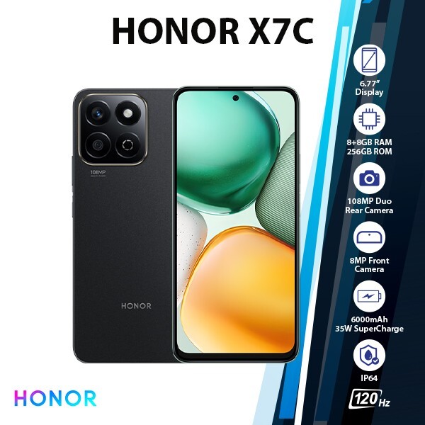 HONOR X7c Android Cell Phone (Black/8GB+256GB/Octa Core/Dual SIM/Unlocked)