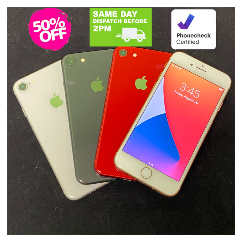 Apple iPhone 8 64GB/128GB – Mint Condition, Unlocked, Red/Gold/Silver/Gray