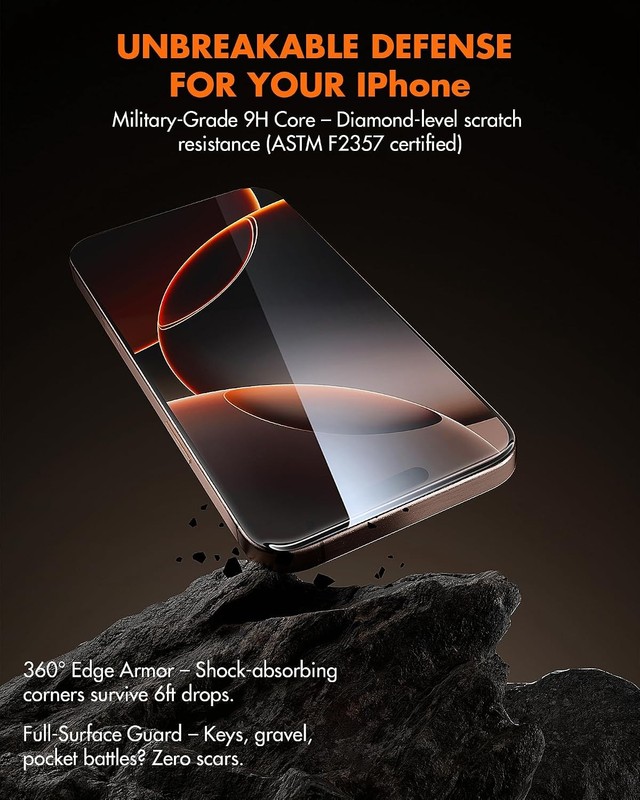 3PCS Screen Protector for iPhone 16 Pro 9H Military Tempered Glass Case Friendly gallery