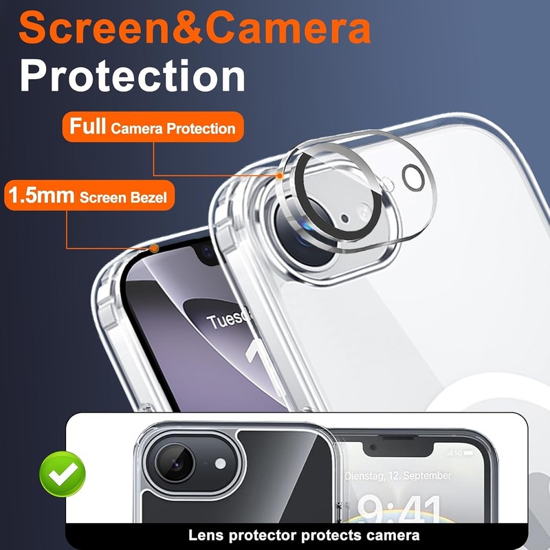 Clear for iPhone 17e Case & iPhone 16e Case with Privacy Screen Protector gallery