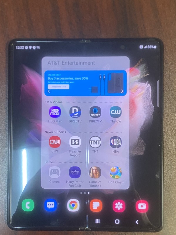 Samsung Galaxy Z Fold 3 256GB 5G (AT&T) 7.6&Prime; SM-F926U Black READ