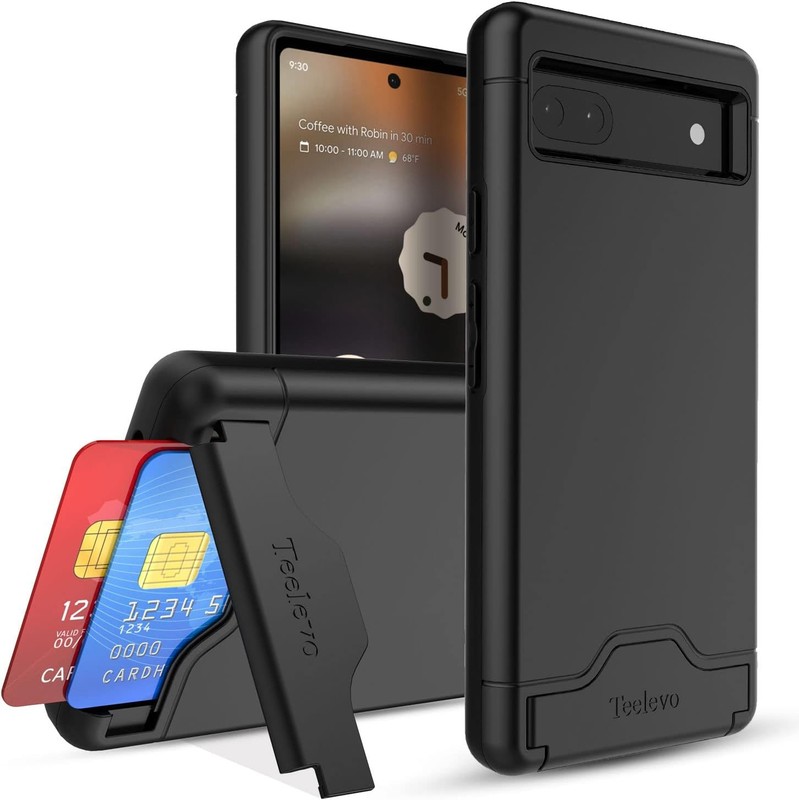 Wallet Case for Google Pixel 6a, Dual Layer with Card Slot Holder and Kickstand