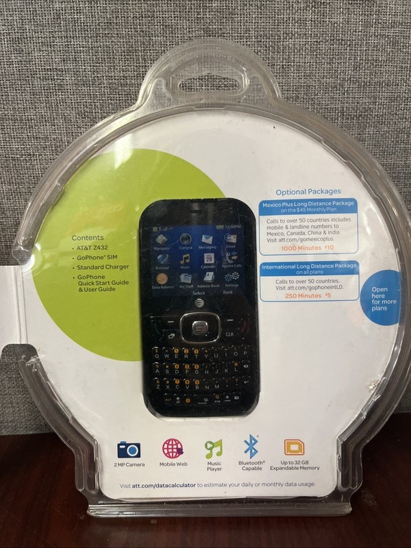 AT&T GoPhone Z432 QWERTY Keyboard Black Feature Phone New Factory Sealed! gallery