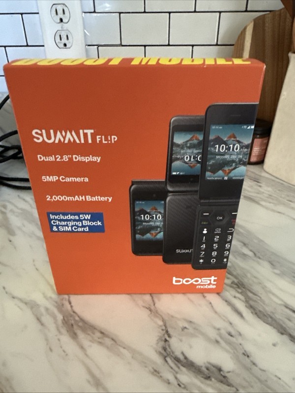 Locked To Boost Mobile Prepaid Summit Flip Phone 8GB 5MP 2.8” BRAND NEW SEALED!